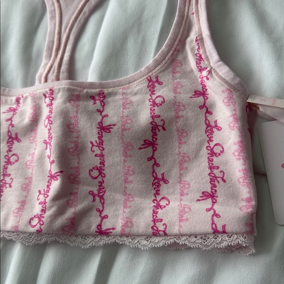 PINK X LOVESHACKFANCY Cotton Racerback Bralette Size S NWT - Picture 5 of 6